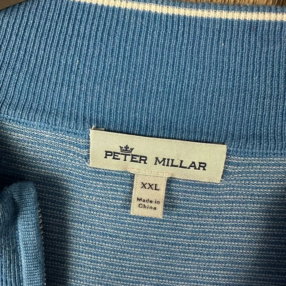 Peter Millar Crown Soft Quarter Zip Pullover Sweater Luxe Casual Striped Men XXL